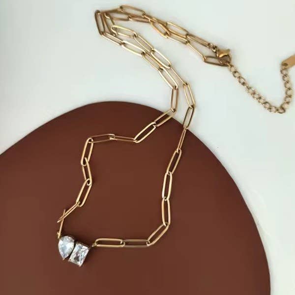 18K STAINLESS STEEL TARNISH FREE RHIN NECKLACE