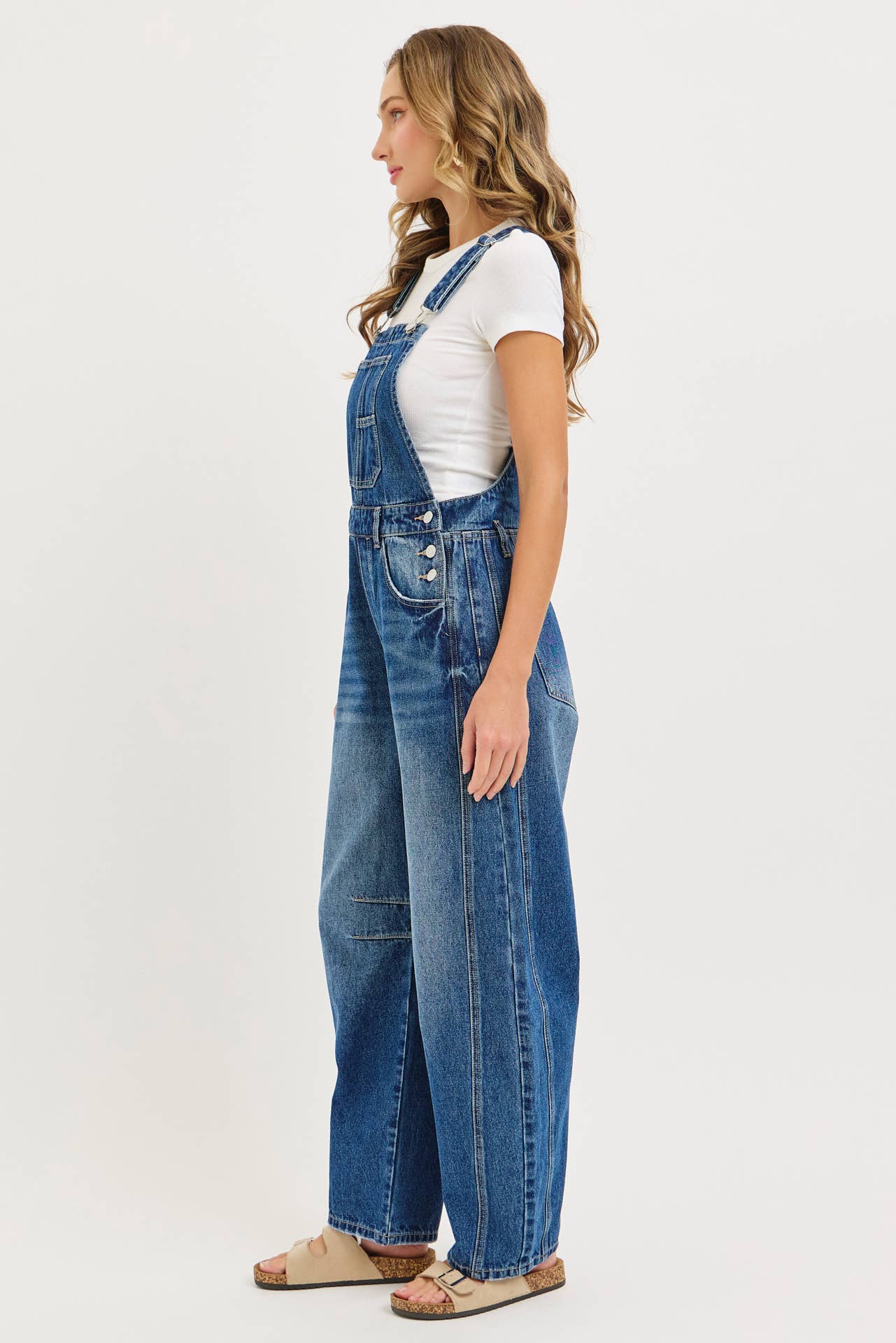 BARREL-LEG DENIM JUMPSUIT