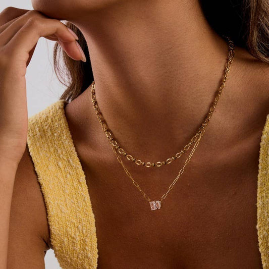 Layered Gold-Tone Crystal Necklace