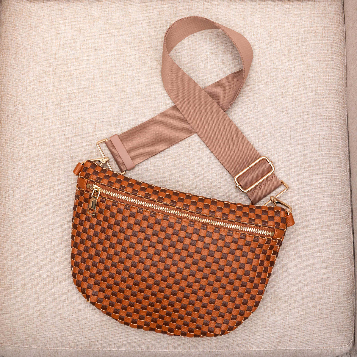 Aili's Corner - Layla Woven Checkered Crossbody Sling Bag