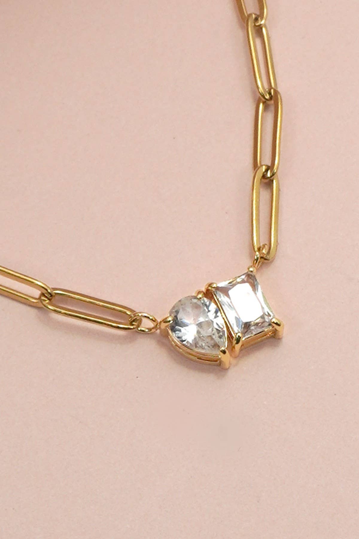 18K STAINLESS STEEL TARNISH FREE RHIN NECKLACE