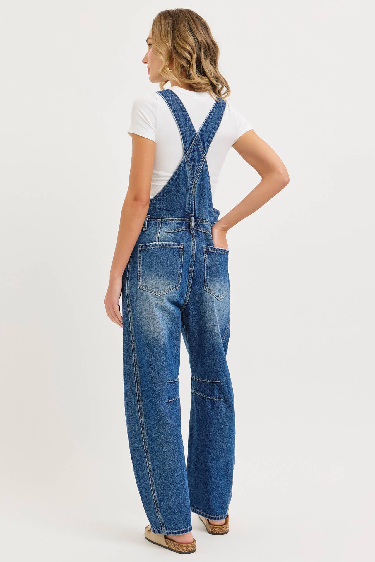 BARREL-LEG DENIM JUMPSUIT