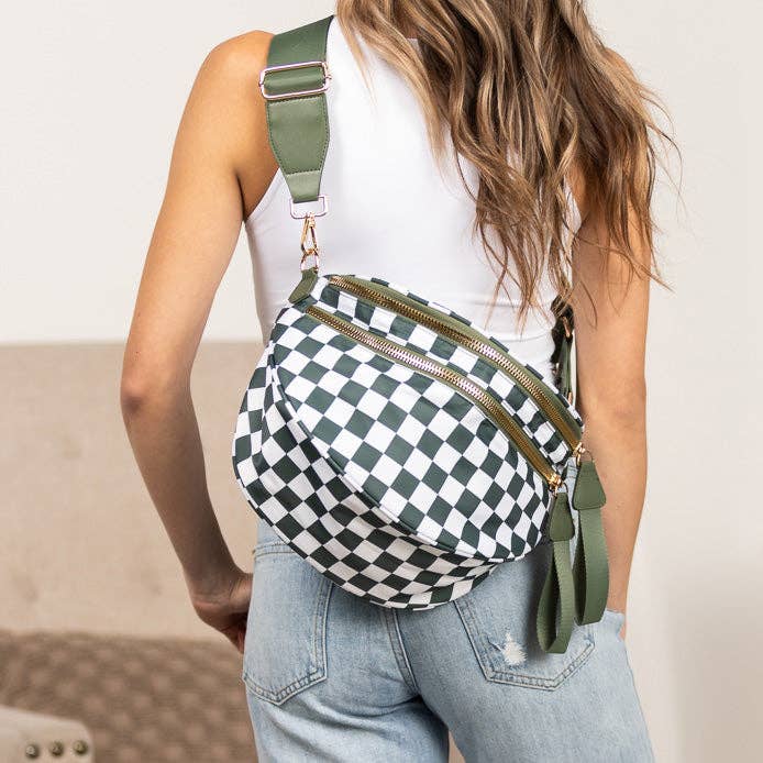 Aili's Corner - Frankie Oversize Double Zip Print Crescent Sling