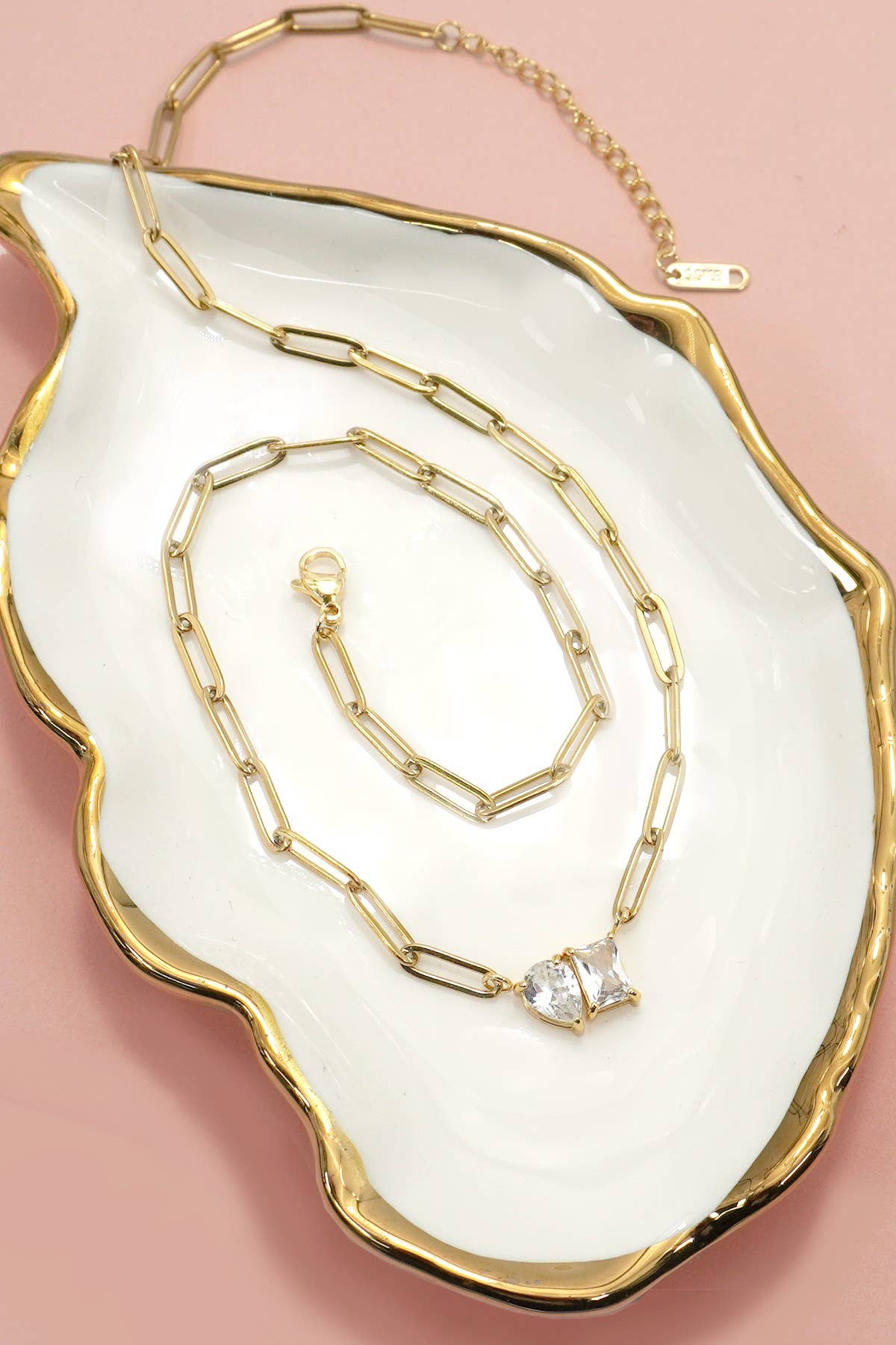 18K STAINLESS STEEL TARNISH FREE RHIN NECKLACE