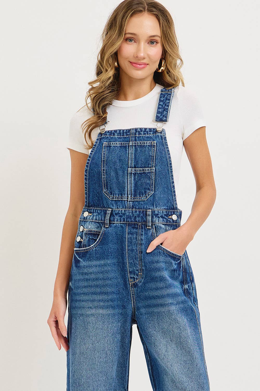 BARREL-LEG DENIM JUMPSUIT