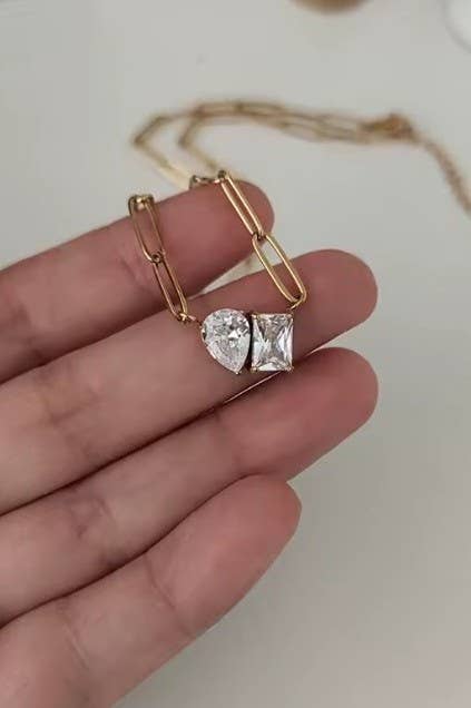 18K STAINLESS STEEL TARNISH FREE RHIN NECKLACE