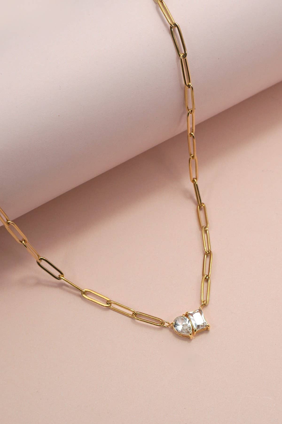 18K STAINLESS STEEL TARNISH FREE RHIN NECKLACE