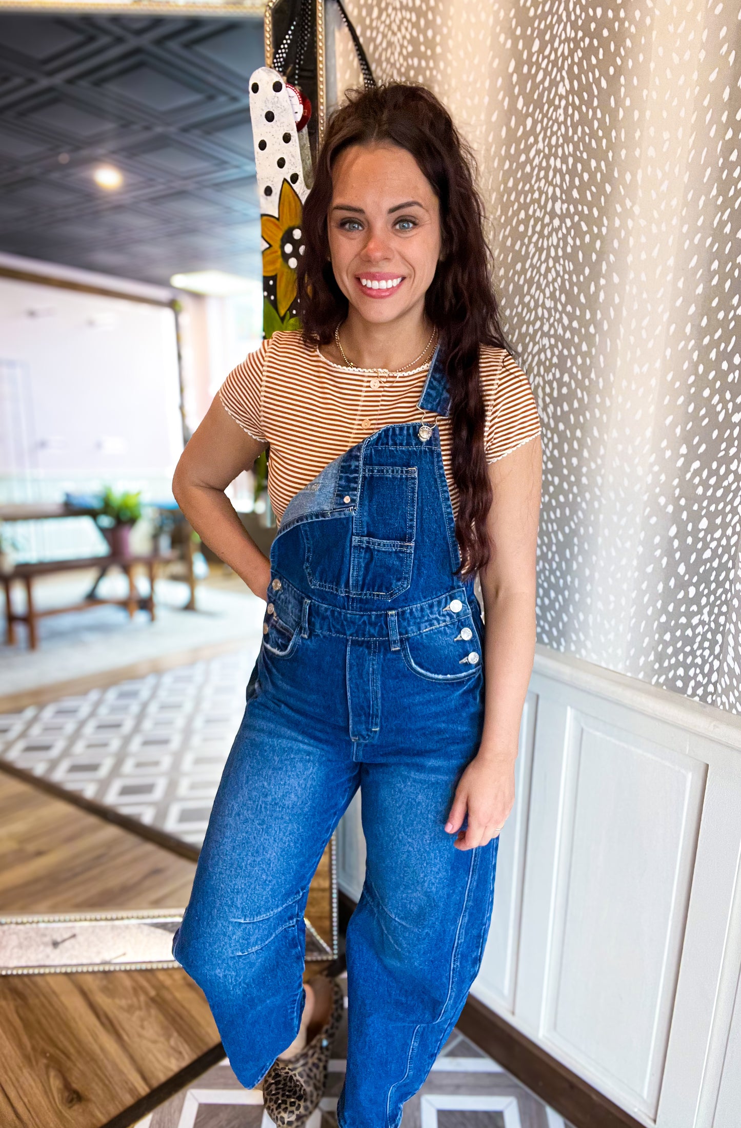 BARREL-LEG DENIM JUMPSUIT