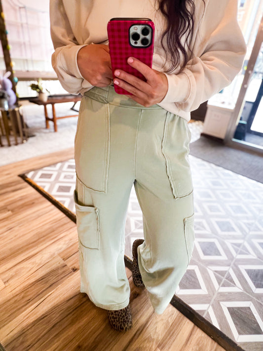 Loudie - Mineral Wash Wide Leg Cargo Pants