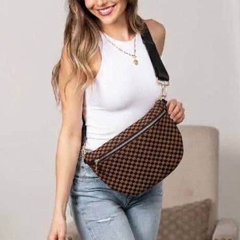 Aili's Corner - Layla Woven Checkered Crossbody Sling Bag