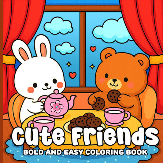Giggles & Grace Books, LLC - Cute Friends Bold and Easy Coloring Book