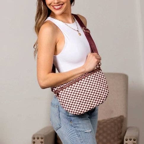 Aili's Corner - Layla Woven Checkered Crossbody Sling Bag