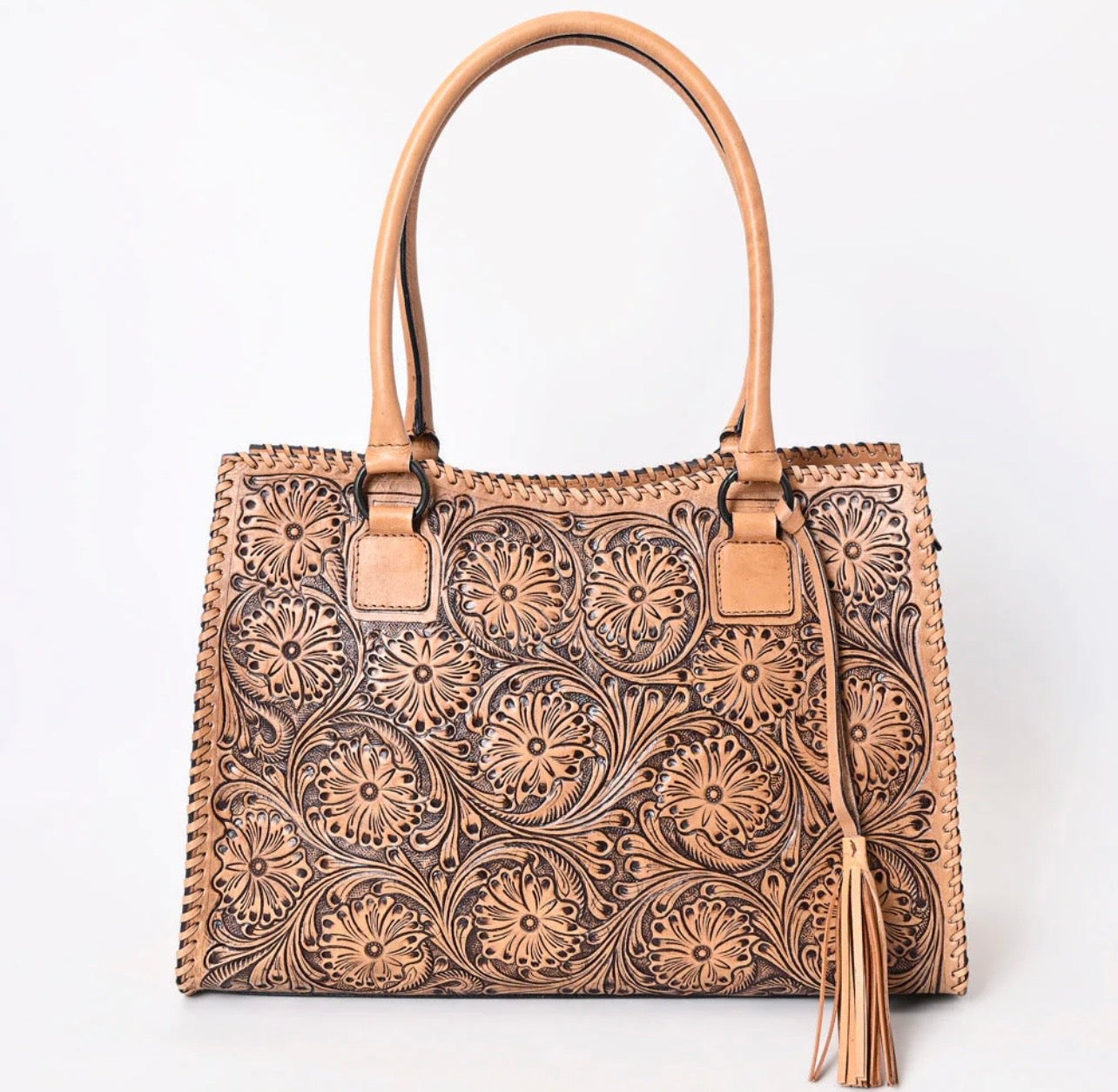 Natural tooled AD bag