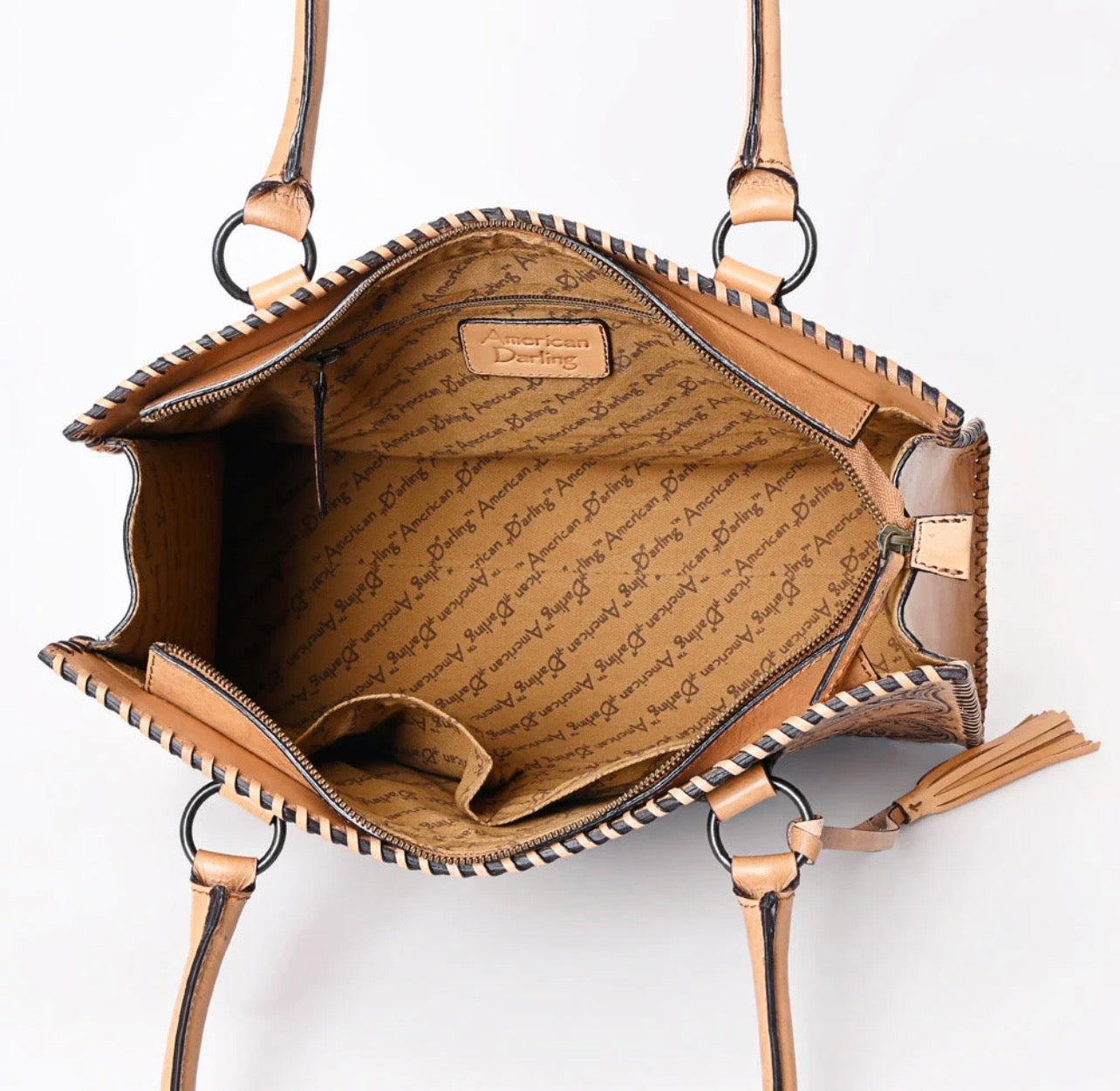 Natural tooled AD bag