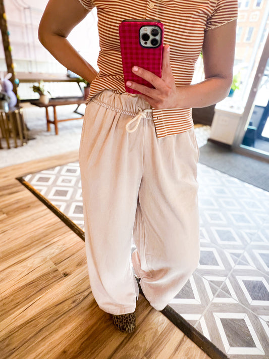 Fold Over Waist Wide Leg Sweatpant