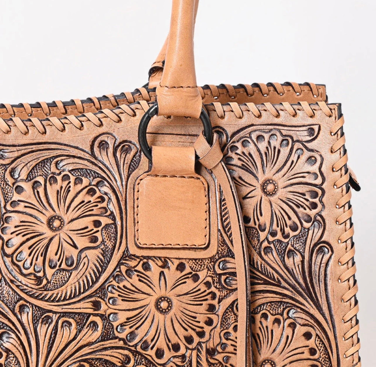 Natural tooled AD bag