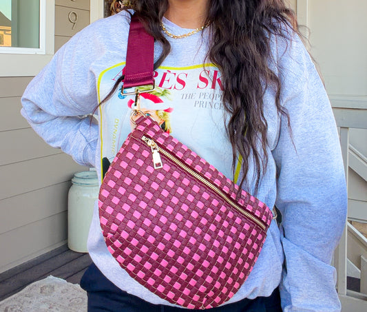 Layla Woven Checkered Crossbody Sling Bag