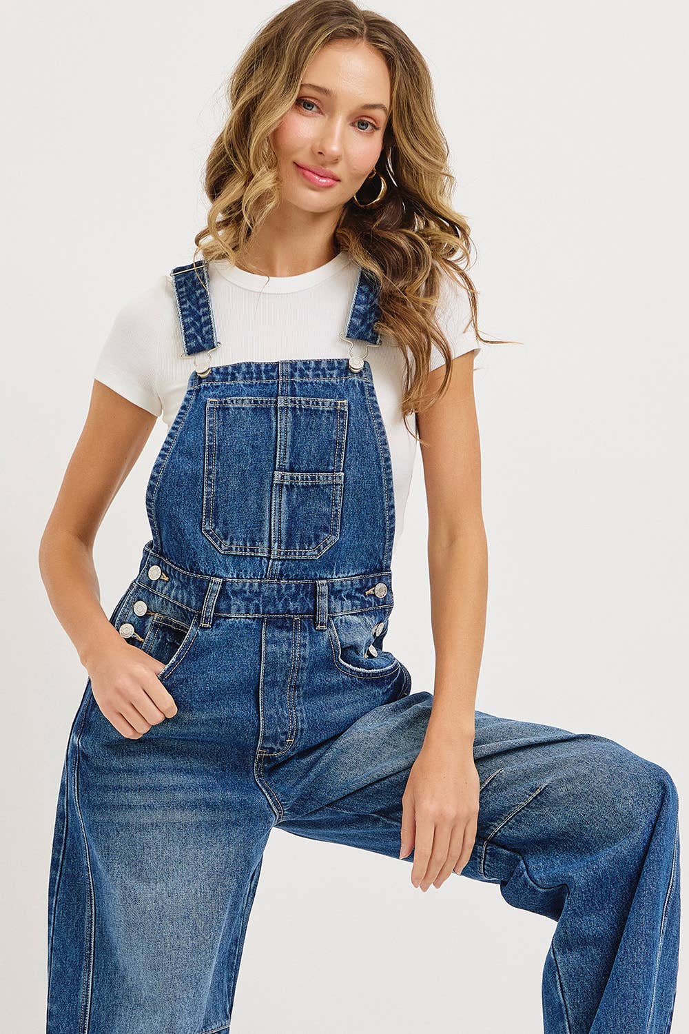 BARREL-LEG DENIM JUMPSUIT