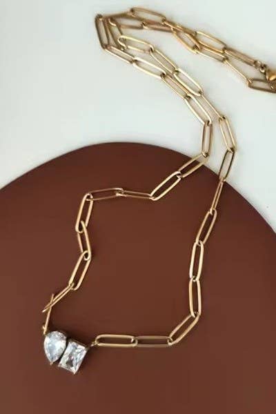 18K STAINLESS STEEL TARNISH FREE RHIN NECKLACE