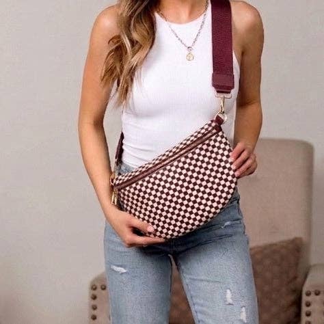 Aili's Corner - Layla Woven Checkered Crossbody Sling Bag