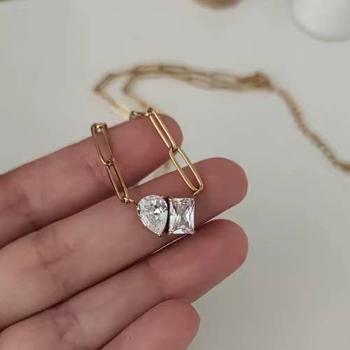 18K STAINLESS STEEL TARNISH FREE RHIN NECKLACE