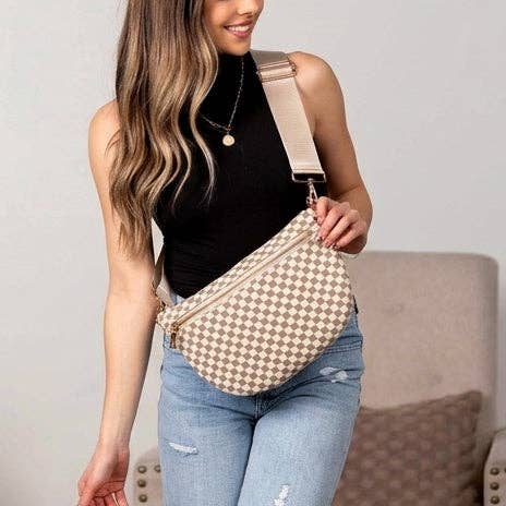 Aili's Corner - Layla Woven Checkered Crossbody Sling Bag