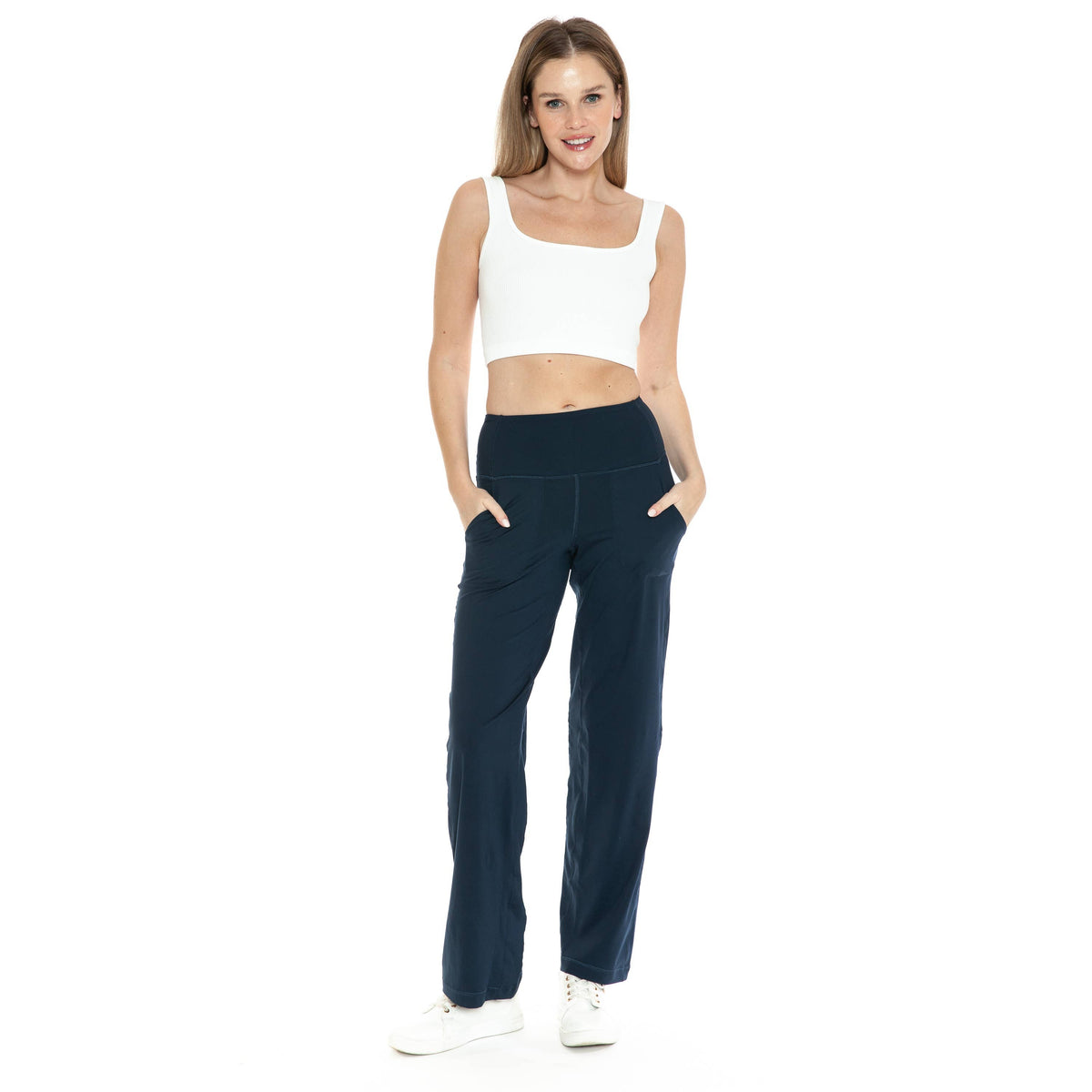 Navy Wide Leg Activewear Pants